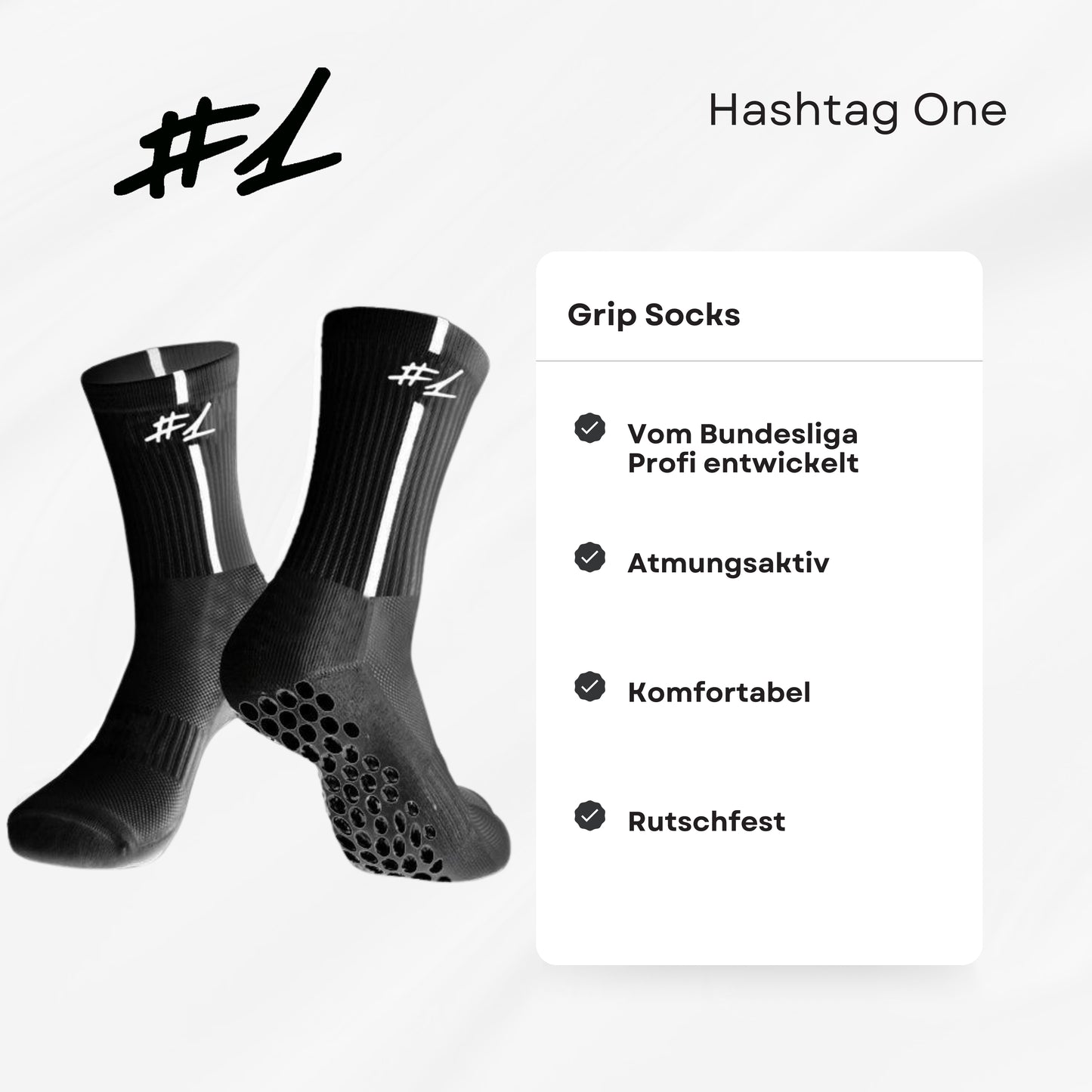 HashtagOne Grip Socken Schwarz