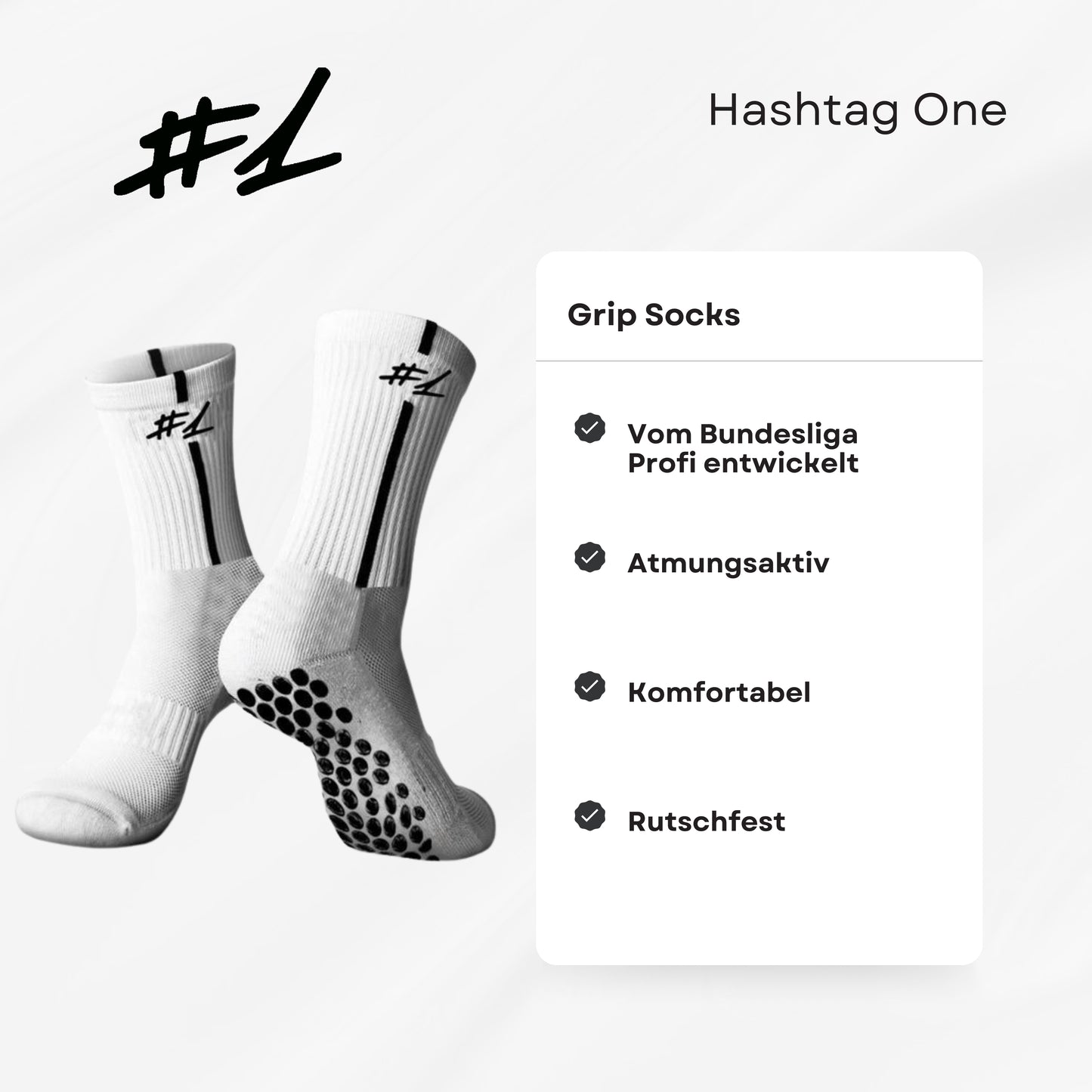 HashtagOne Grip Socken Weiß