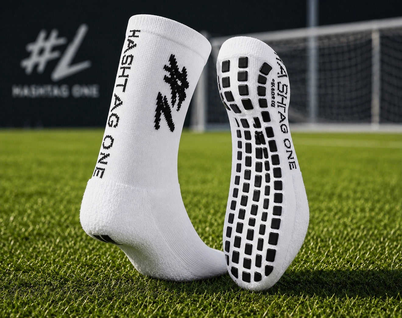 HashtagOne Grip Socken Weiss / kurz